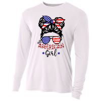 All American Girl 4th Of July Bleached Daughter USA Cooling Performance Long Sleeve Crew