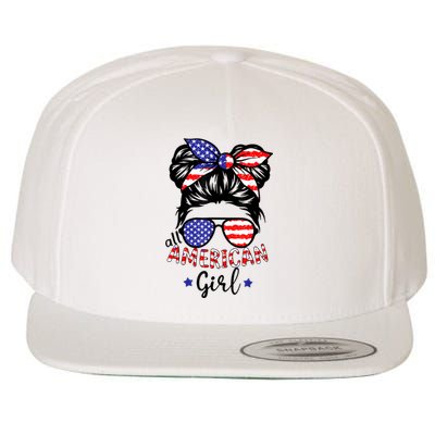 All American Girl 4th Of July Bleached Daughter USA Wool Snapback Cap