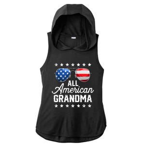 All American Grandma 4th of July Family Matching Sunglasses Ladies PosiCharge Tri-Blend Wicking Draft Hoodie Tank