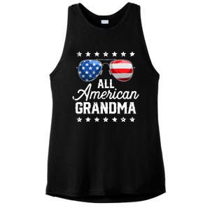 All American Grandma 4th of July Family Matching Sunglasses Ladies PosiCharge Tri-Blend Wicking Tank