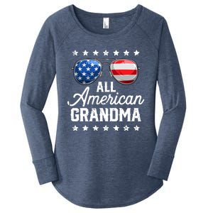 All American Grandma 4th of July Family Matching Sunglasses Women's Perfect Tri Tunic Long Sleeve Shirt