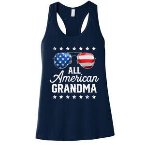 All American Grandma 4th of July Family Matching Sunglasses Women's Racerback Tank