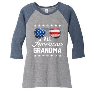 All American Grandma 4th of July Family Matching Sunglasses Women's Tri-Blend 3/4-Sleeve Raglan Shirt