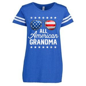 All American Grandma 4th of July Family Matching Sunglasses Enza Ladies Jersey Football T-Shirt