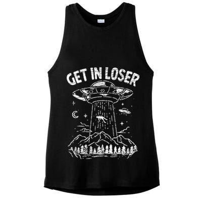Alien Abduction Get In Loser Ufo Ladies PosiCharge Tri-Blend Wicking Tank