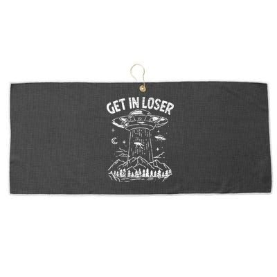 Alien Abduction Get In Loser Ufo Large Microfiber Waffle Golf Towel