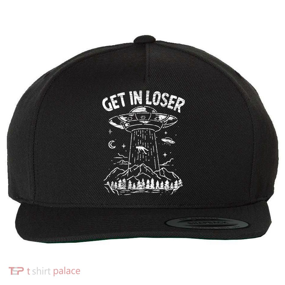 Alien Abduction Get In Loser Ufo Wool Snapback Cap