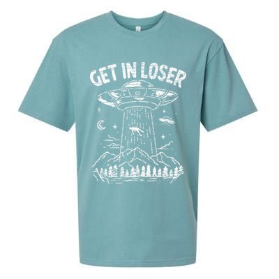 Alien Abduction Get In Loser Ufo Sueded Cloud Jersey T-Shirt