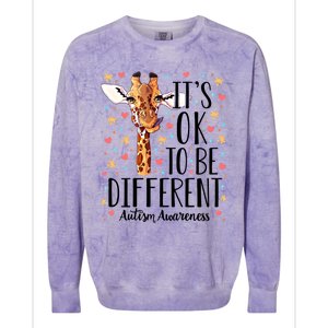 Autism Awareness Giraffe ItS Ok To Be Different Autistic Gift Colorblast Crewneck Sweatshirt