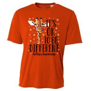 Autism Awareness Giraffe ItS Ok To Be Different Autistic Gift Cooling Performance Crew T-Shirt