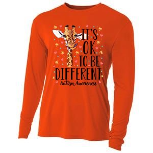 Autism Awareness Giraffe ItS Ok To Be Different Autistic Gift Cooling Performance Long Sleeve Crew