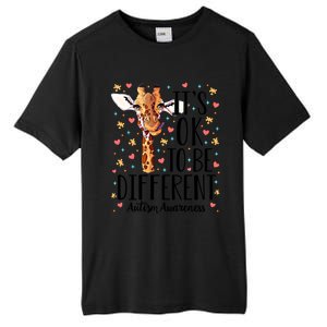 Autism Awareness Giraffe ItS Ok To Be Different Autistic Gift Tall Fusion ChromaSoft Performance T-Shirt