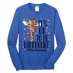 Autism Awareness Giraffe ItS Ok To Be Different Autistic Gift Long Sleeve Shirt