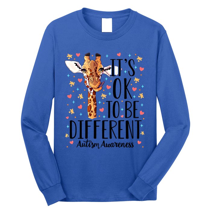 Autism Awareness Giraffe ItS Ok To Be Different Autistic Gift Long Sleeve Shirt