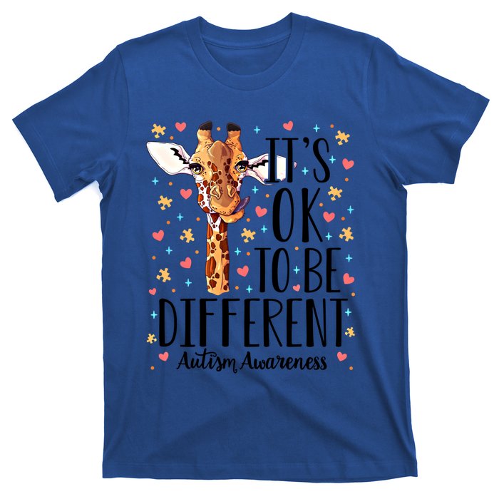 Autism Awareness Giraffe ItS Ok To Be Different Autistic Gift T-Shirt