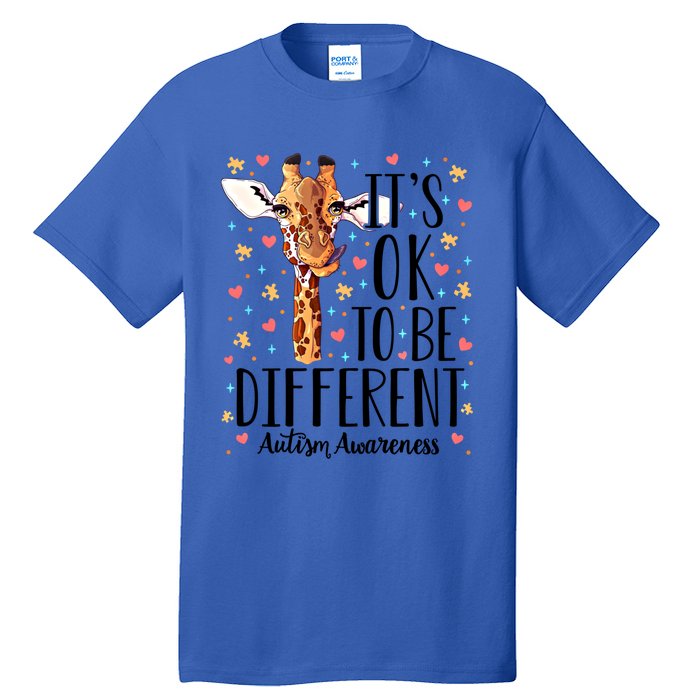 Autism Awareness Giraffe ItS Ok To Be Different Autistic Gift Tall T-Shirt