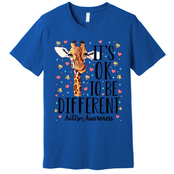 Autism Awareness Giraffe ItS Ok To Be Different Autistic Gift Premium T-Shirt