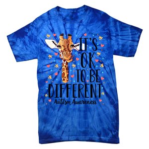 Autism Awareness Giraffe ItS Ok To Be Different Autistic Gift Tie-Dye T-Shirt