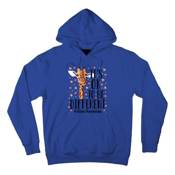 Autism Awareness Giraffe ItS Ok To Be Different Autistic Gift Tall Hoodie