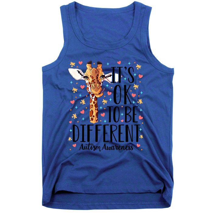 Autism Awareness Giraffe ItS Ok To Be Different Autistic Gift Tank Top