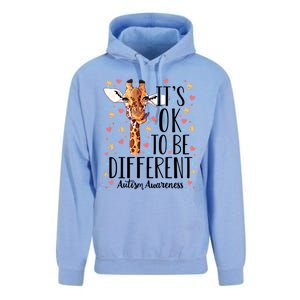 Autism Awareness Giraffe ItS Ok To Be Different Autistic Gift Unisex Surf Hoodie