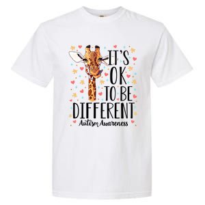 Autism Awareness Giraffe ItS Ok To Be Different Autistic Gift Garment-Dyed Heavyweight T-Shirt