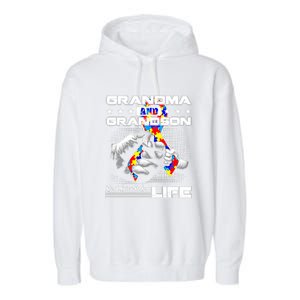 Autism Awareness Grandma Grandson Best Friend For Life Gift Garment-Dyed Fleece Hoodie