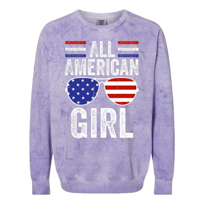 All American Girl 4th Of July Girl Patriotic Colorblast Crewneck Sweatshirt