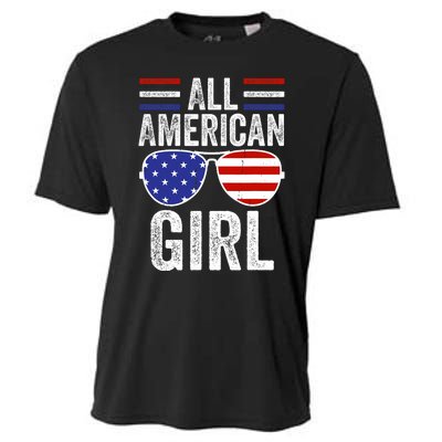 All American Girl 4th Of July Girl Patriotic Cooling Performance Crew T-Shirt