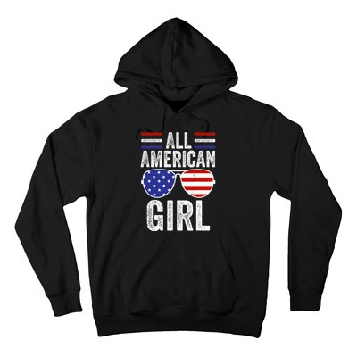 All American Girl 4th Of July Girl Patriotic Hoodie