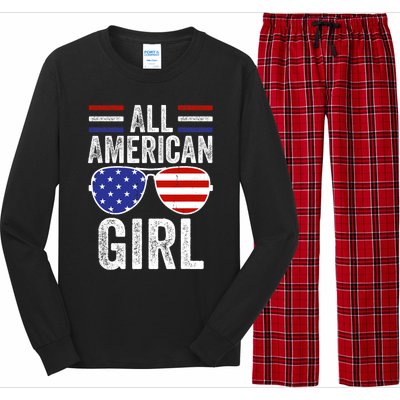 All American Girl 4th Of July Girl Patriotic Long Sleeve Pajama Set