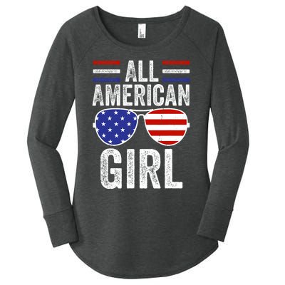 All American Girl 4th Of July Girl Patriotic Women's Perfect Tri Tunic Long Sleeve Shirt