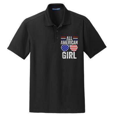 All American Girl 4th Of July Girl Patriotic Dry Zone Grid Polo