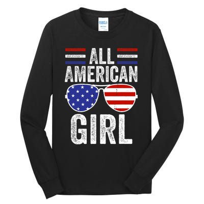 All American Girl 4th Of July Girl Patriotic Tall Long Sleeve T-Shirt