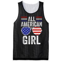 All American Girl 4th Of July Girl Patriotic Mesh Reversible Basketball Jersey Tank