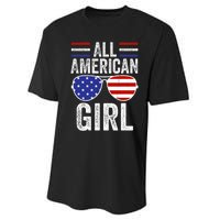 All American Girl 4th Of July Girl Patriotic Performance Sprint T-Shirt