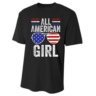 All American Girl 4th Of July Girl Patriotic Performance Sprint T-Shirt