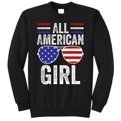 All American Girl 4th Of July Girl Patriotic Tall Sweatshirt