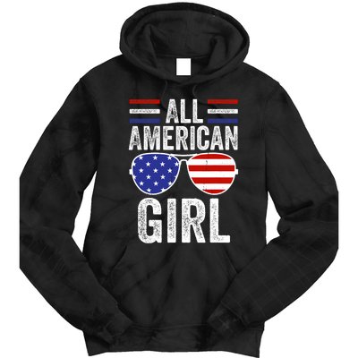 All American Girl 4th Of July Girl Patriotic Tie Dye Hoodie