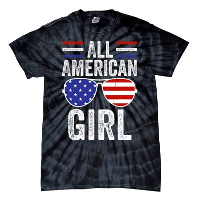 All American Girl 4th Of July Girl Patriotic Tie-Dye T-Shirt