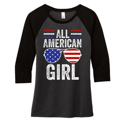 All American Girl 4th Of July Girl Patriotic Women's Tri-Blend 3/4-Sleeve Raglan Shirt