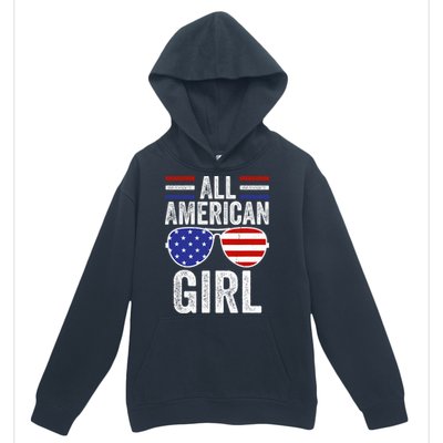 All American Girl 4th Of July Girl Patriotic Urban Pullover Hoodie