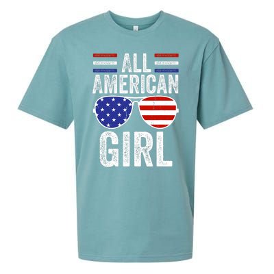 All American Girl 4th Of July Girl Patriotic Sueded Cloud Jersey T-Shirt