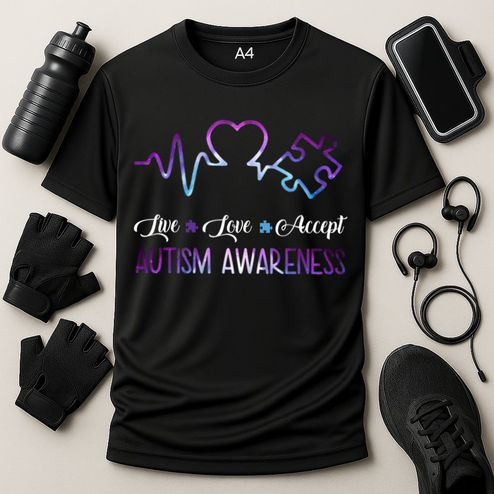 Autism Awareness Galaxy Cooling Performance Crew T-Shirt