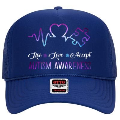 Autism Awareness Galaxy High Crown Mesh Back Trucker Hat