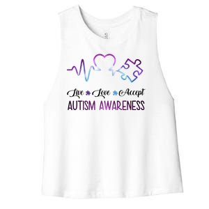 Autism Awareness Galaxy Women's Racerback Cropped Tank