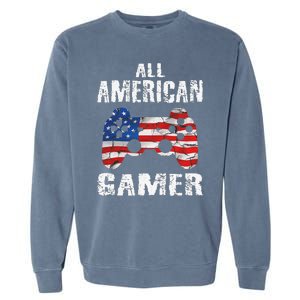 All American Gamer 4th Of July Video Games Garment-Dyed Sweatshirt