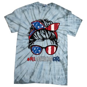 All American Girl 4th Of July Usa Flag Patriotic Girl Tie-Dye T-Shirt