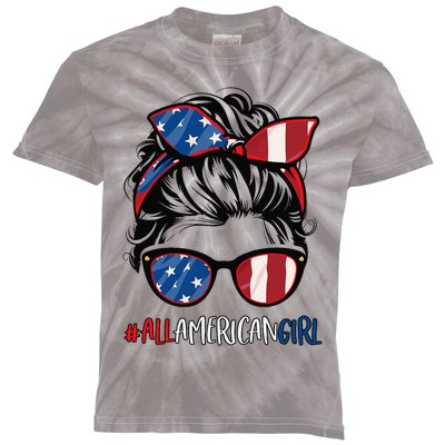 All American Girl 4th Of July Usa Flag Patriotic Girl Kids Tie-Dye T-Shirt