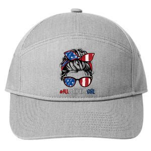 All American Girl 4th Of July Usa Flag Patriotic Girl 7-Panel Snapback Hat